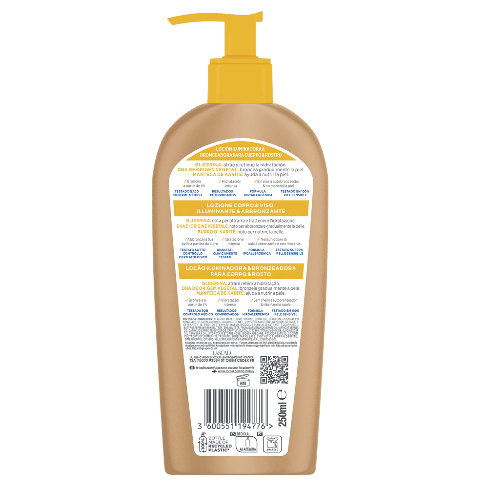 Loción Mixa Bright and Bronze Envase posterior